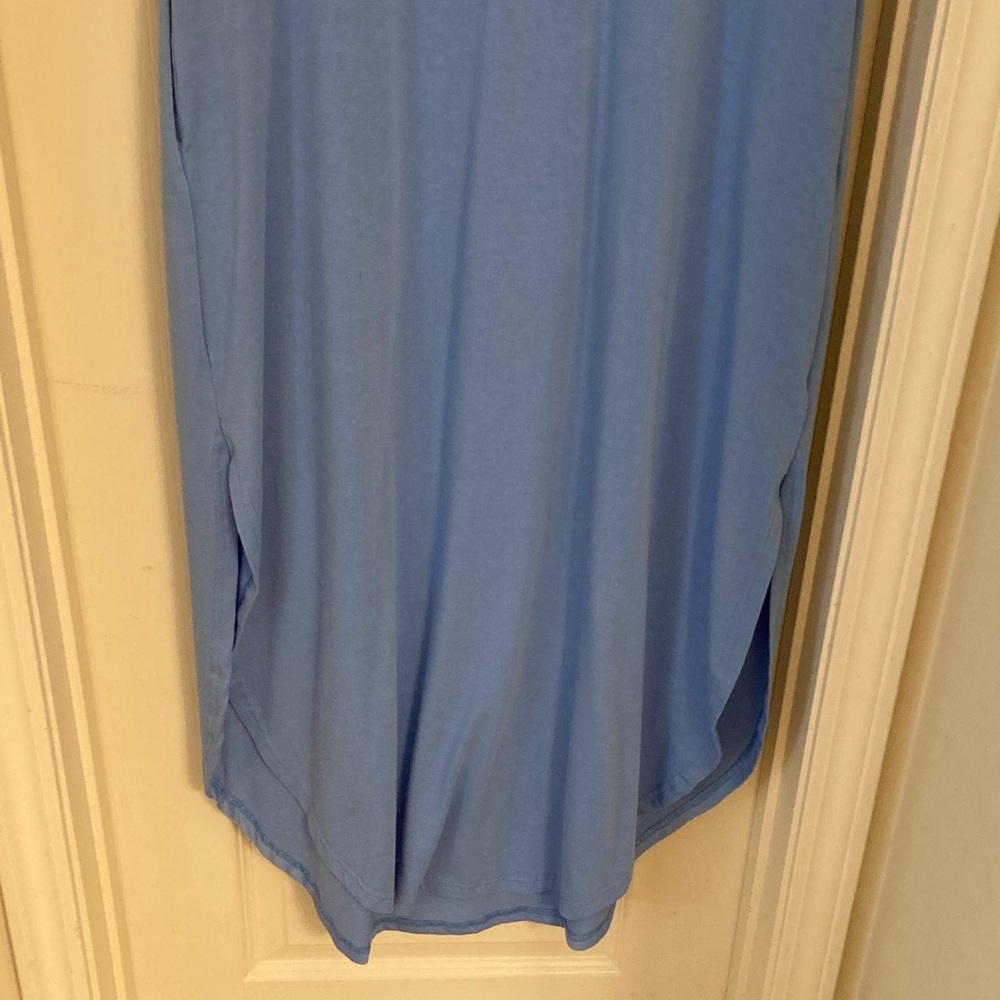 Blue V-Neck Ruffle Sleeve Dress - Picture 3 of 10